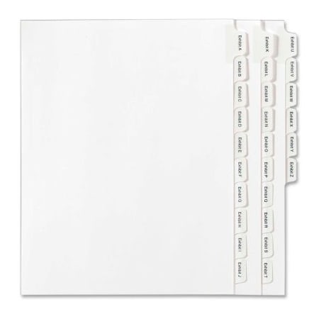 Avery Dennison Avery A to Z Legal Exhibit Divider, Printed A to Z, 8.5"x11", 1 Tab/25 Sets, White/White 82105